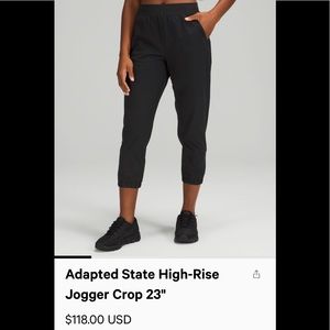 Lululemon Adapted State high-rise jogger crop 23” black size 6.